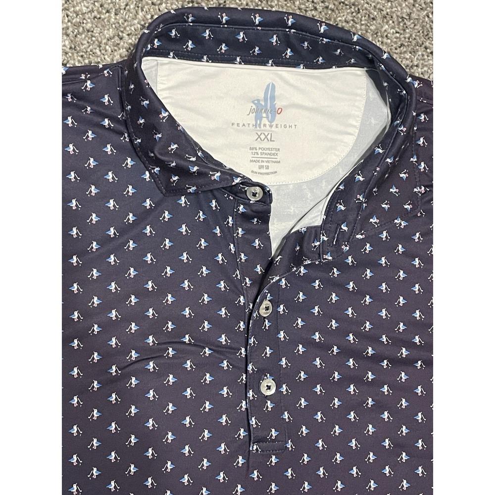 Johnnie‎ O Featherweight Polo XXL Blue Golf Birds Custom Embroidery Logo UPF 50 - Picture 2 of 7